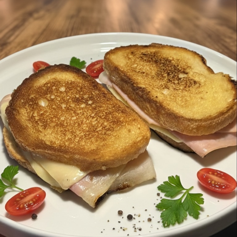 Einfaches aber sehr leckeres Frühstück - Grilled Cheese-Sandwich oder auch Croque Monsieur.  Egal wie es überall genannt wird. Am Ende ist es Brot, Käse und Schinken und wird in der Pfanne mit Butter knusprig gebraten und ist mega lecker. 🤤  #sandwich #croquemonsieur #grilledcheesesandwich #breakfast #frühstück